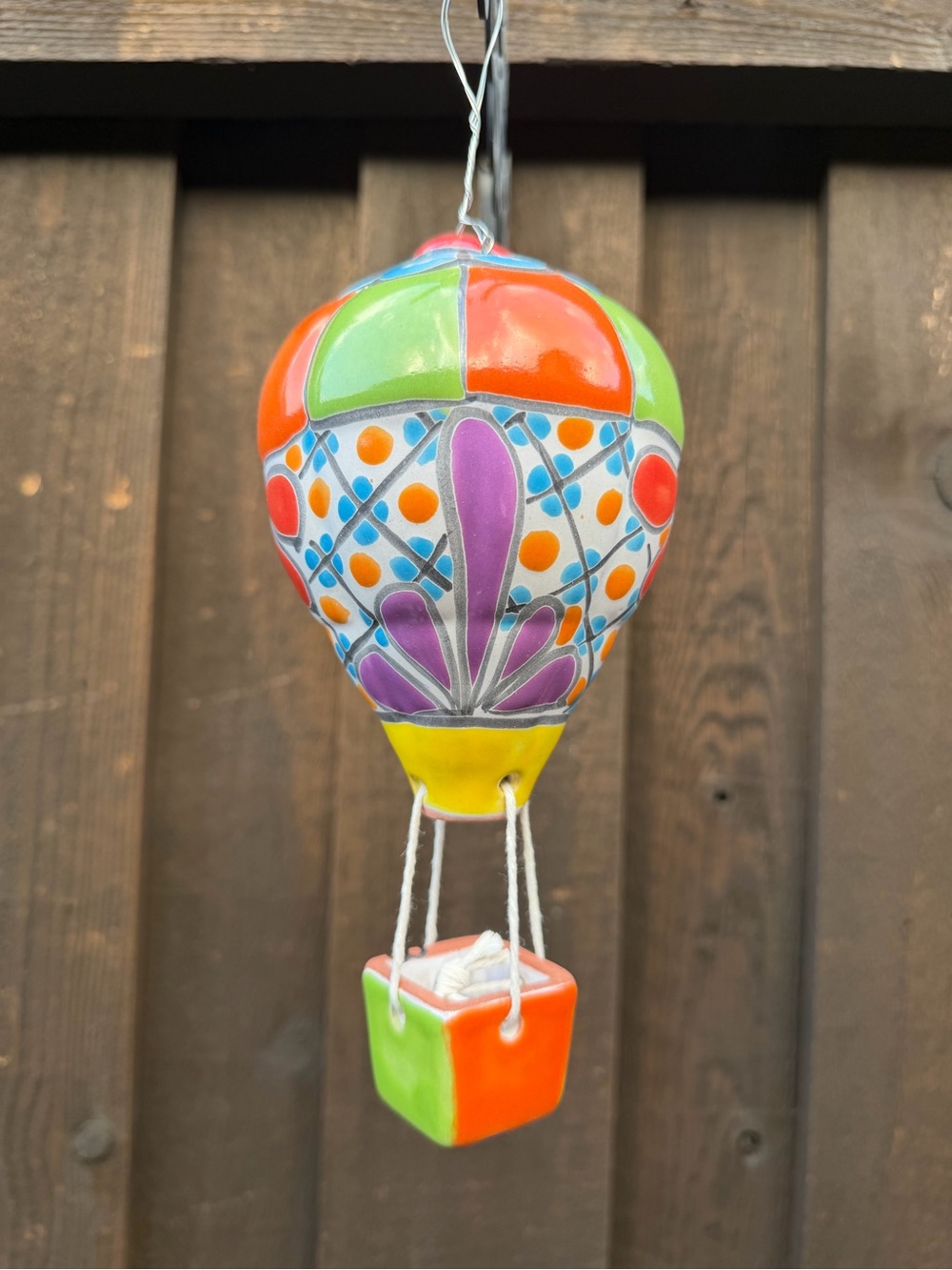 Colorful Talavera Hot Air Balloon Hanging Decor.